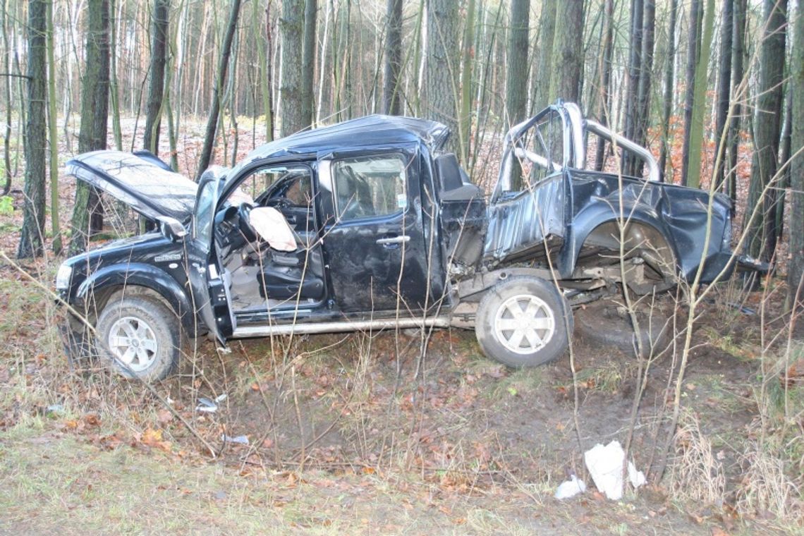 Wpadł w poślizg, zatrzymał się na drzewach 