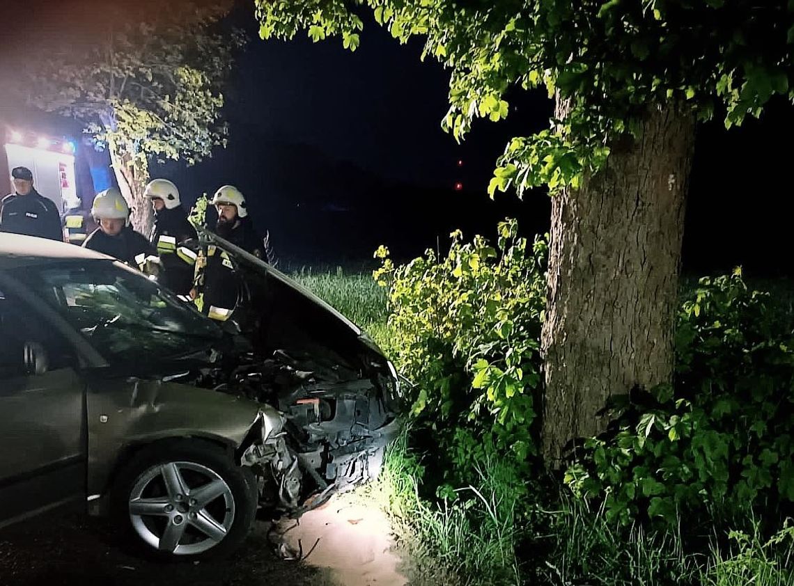 Wypadek w miejscowości Wałdówko. Samochód osobowy uderzył w drzewo