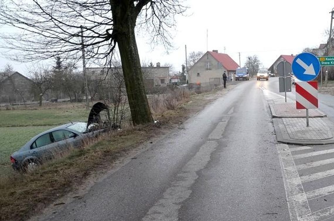 ZDJĘCIA Zjechał na pobocze i uderzył w drzewo - pierwszy atak zimy? ZDJĘCIA Zjechał na pobocze i uderzył w drzewo - pierwszy atak zimy?