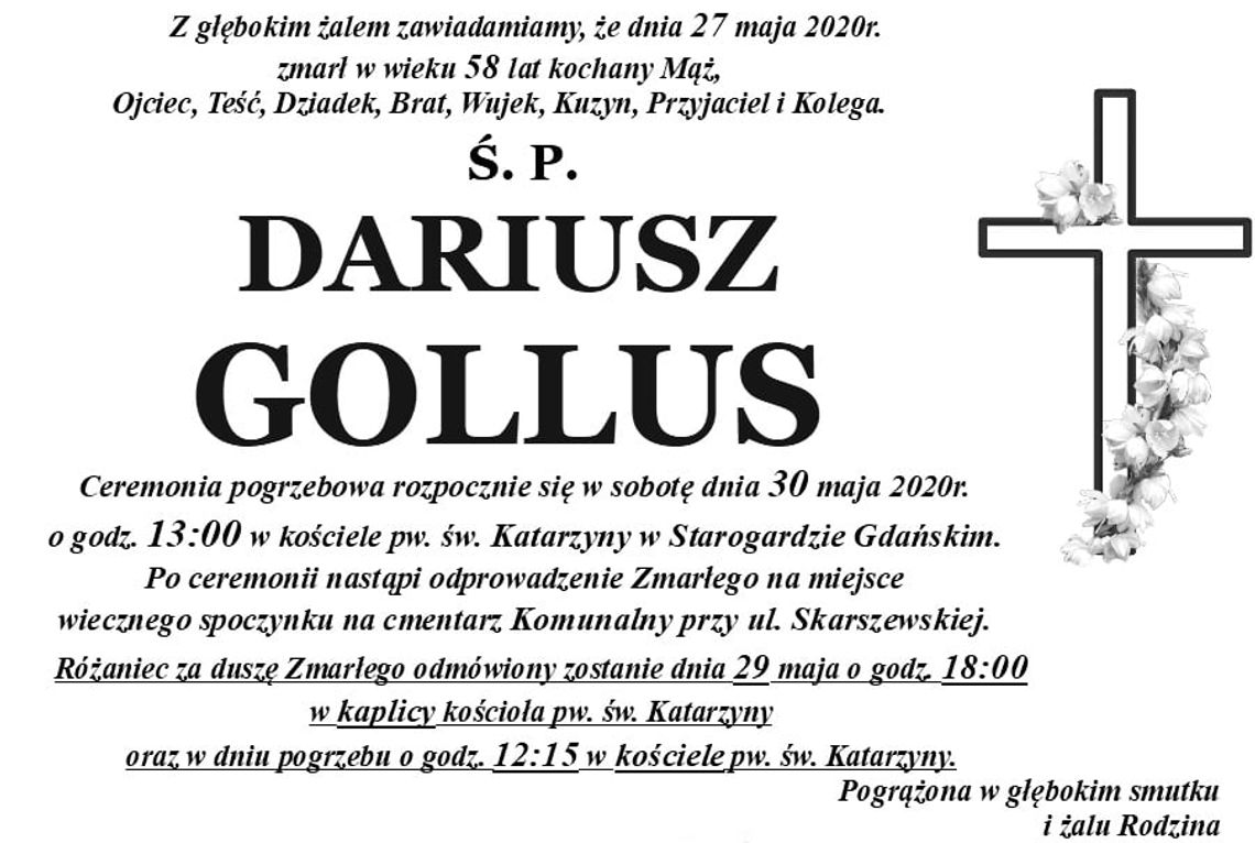 Zmarł Dariusz Gollus, wicedyrektor szkoły w Kokoszkowach 