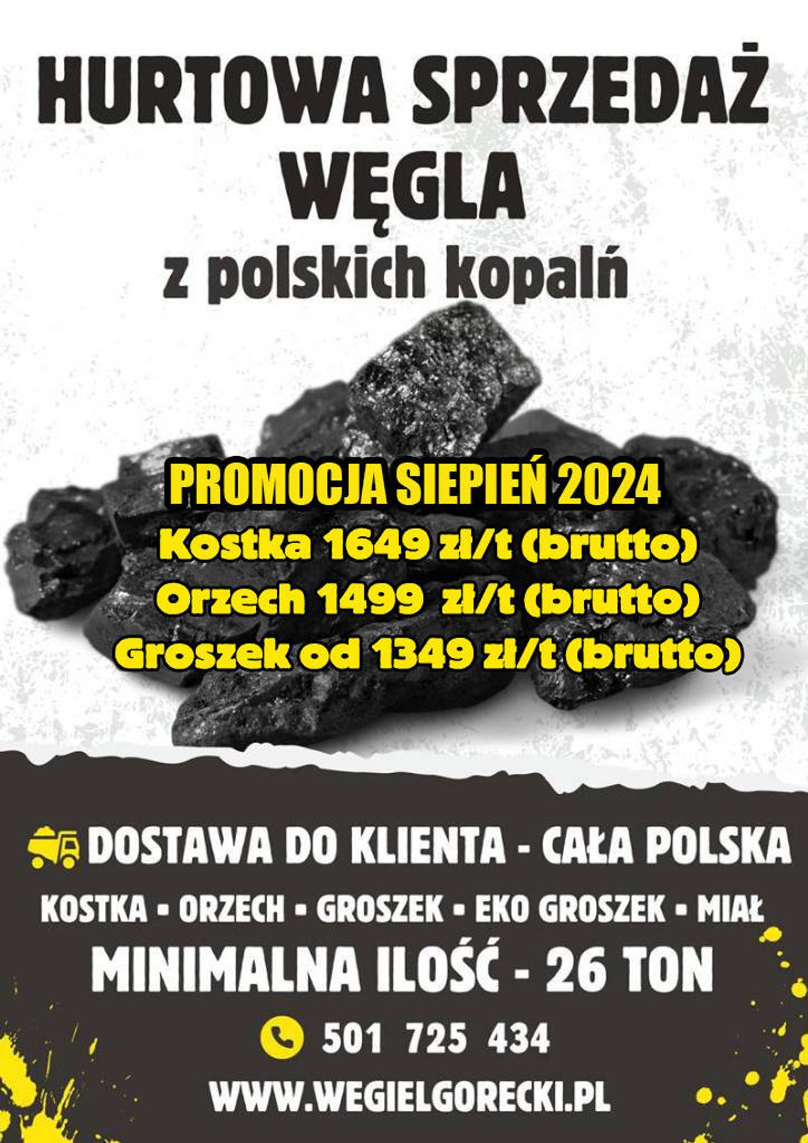 Hurtowa sprzedaż węgla z polskich kopalni - Promocja Sierpień 2024