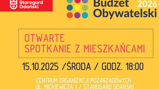 Kolejne spotkanie informacyjne o Budżecie Obywatelskim 2026 w Starogardzie Gdańskim