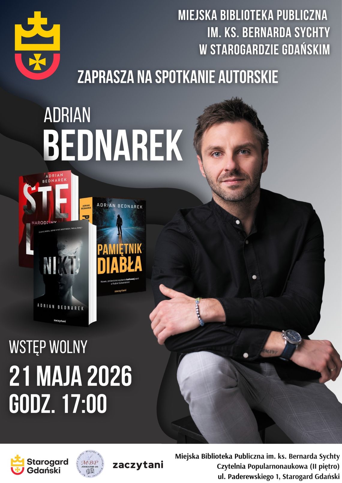 Mistrz thrillerów w Starogardzie. Spotkanie autorskie z Adrian Bednarek